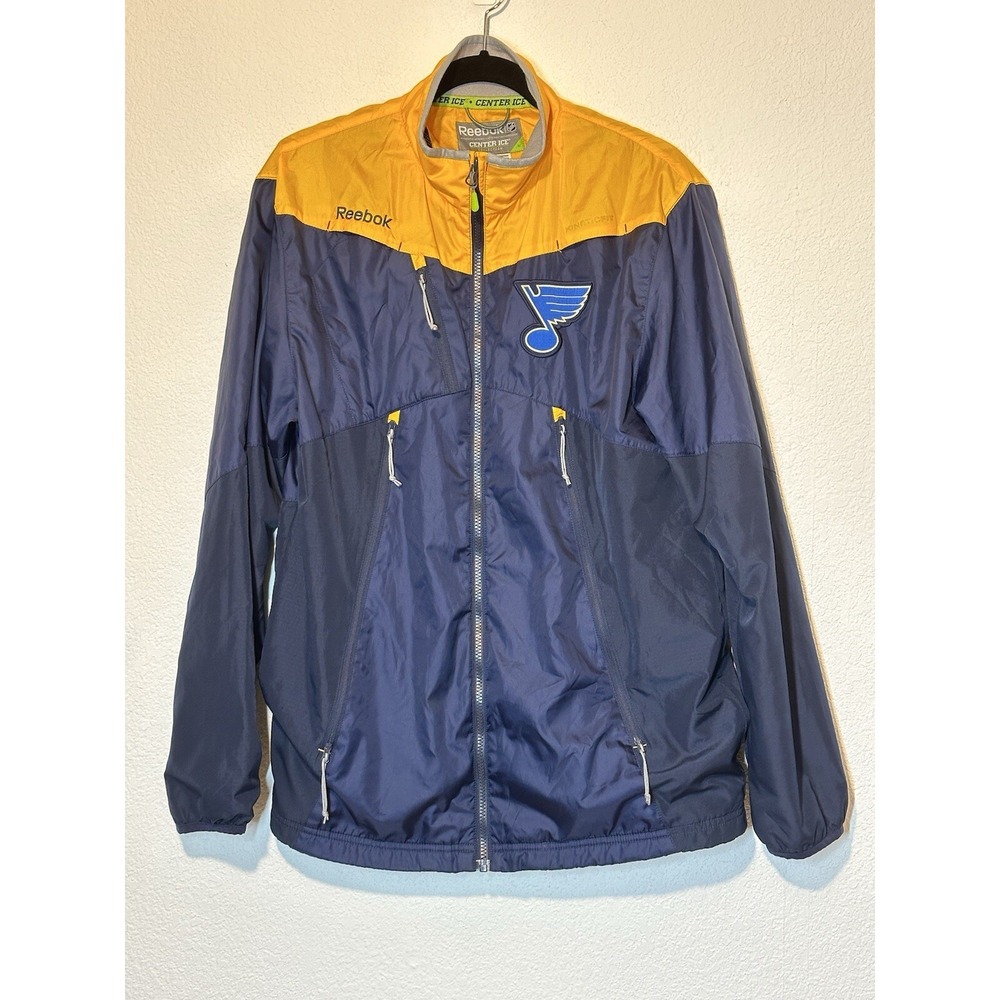 Reebok NHL Center Ice STL Blues Full Zip Windbreaker Size M Kinetic Fit